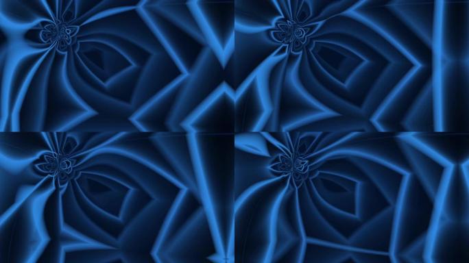 蓝色多边形迷宫，具有各种设计的旋转和形成。