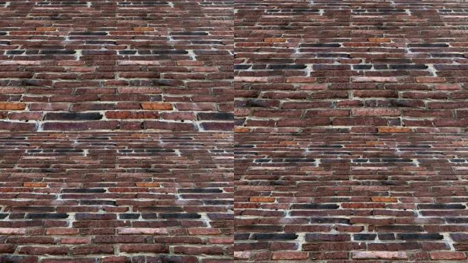 旧红砖墙的特写基座相机拍摄-无缝循环