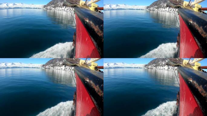 挪威斯瓦尔巴群岛的冰川、山脉和帆船