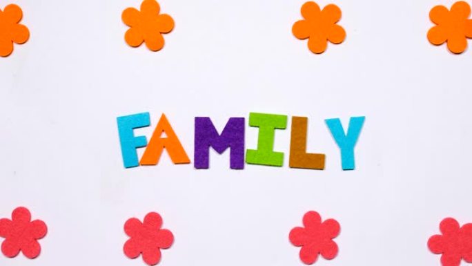单词家族由彩色字体的跳舞字母组成。