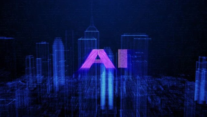 HUD未来派AI数字城市城镇元素分析4k技术运动背景