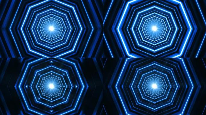 八角形蓝色激光环形隧道