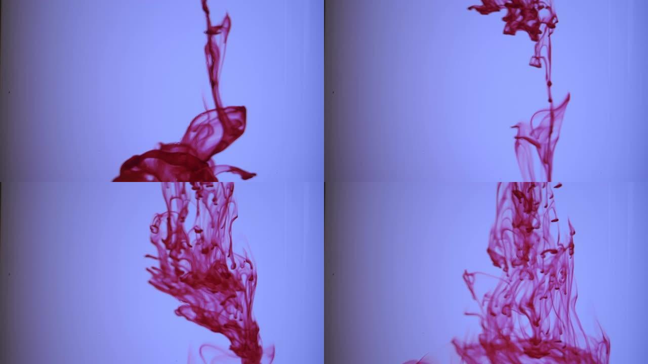水中的血色墨水视觉创意视频素材流动流淌