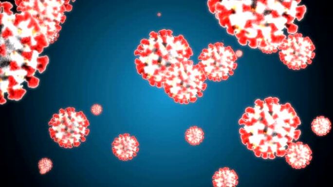 冠状病毒细胞背景蓝色白色红色