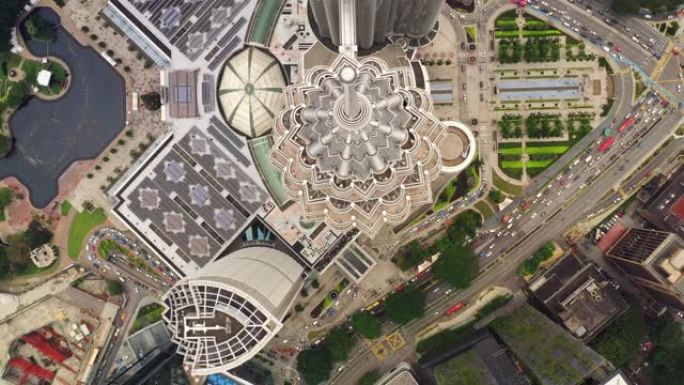 吉隆坡城市日时间市中心著名塔楼空中俯拍全景4k马来西亚