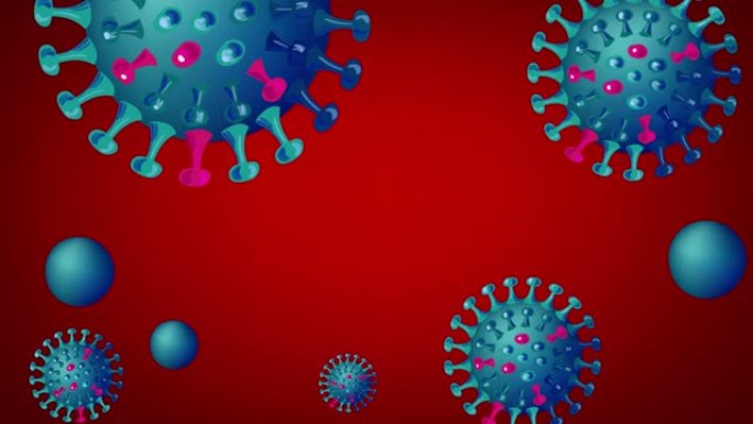 停止新型冠状病毒肺炎冠状病毒视频动画，并提供文本以提高对疾病传播病毒，症状或预防措施的认识或警报。全