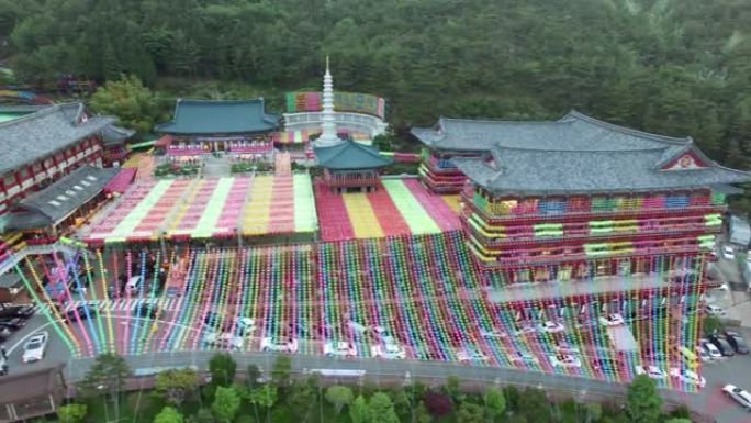 亚洲釜山三光寺莲花灯会鸟瞰图