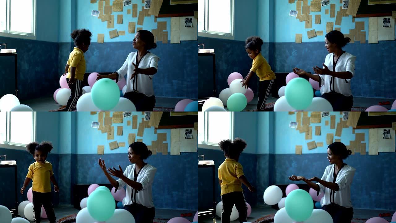4k非洲孤儿在孤儿院玩气球