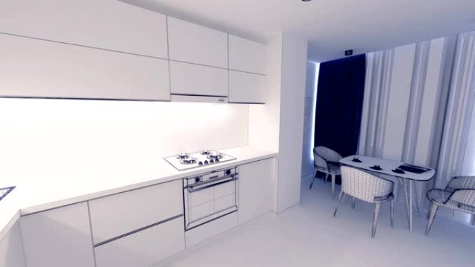 厨房网格渲染3D图形室内设计模糊阁楼