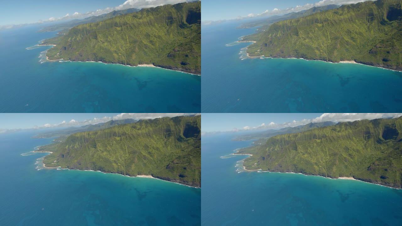 夏威夷考艾岛纳帕利海岸上空的直升机
