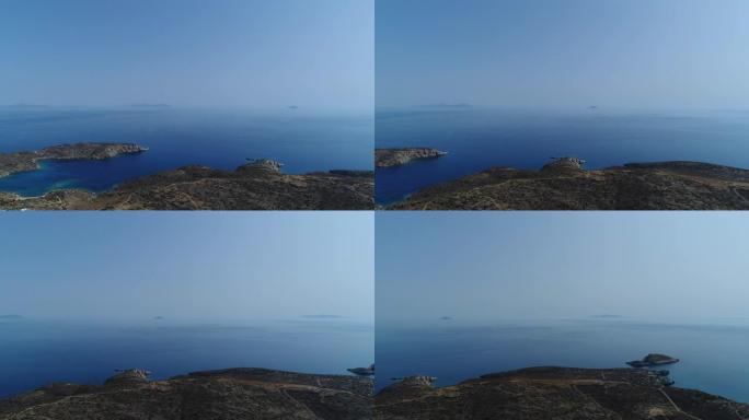 从天空看去希腊基克拉泽斯的伊欧斯岛