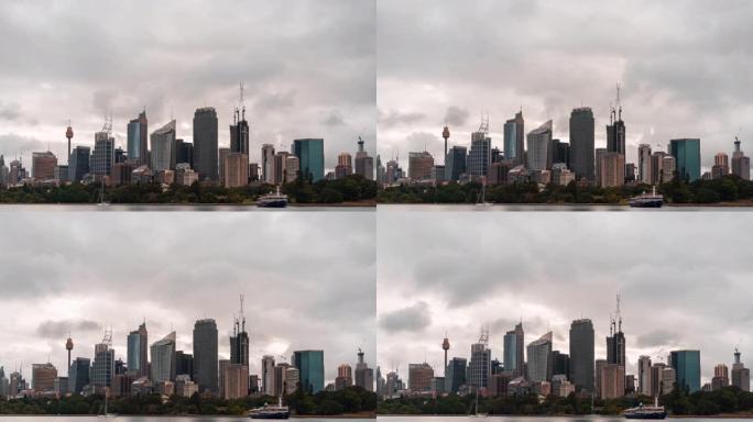 悉尼市中心城市景观云景延时