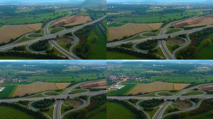 德国高速公路交叉口鸟瞰图