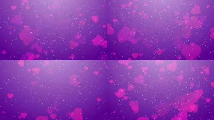 情人节抽象紫色背景与粉红色红色的心
