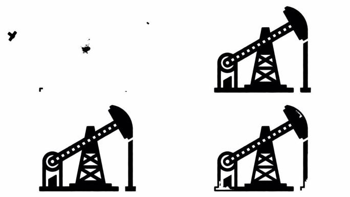 石油储备线描和墨水飞溅揭示阿尔法动画