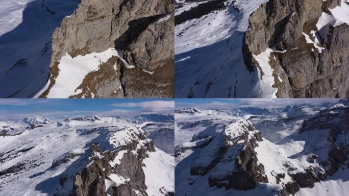 冰雪覆盖的大地块和勃朗峰的空中拍摄