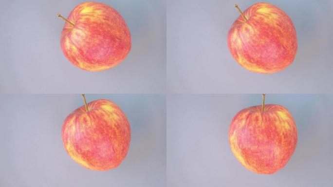 红苹果在盘子上旋转。食品。视频。