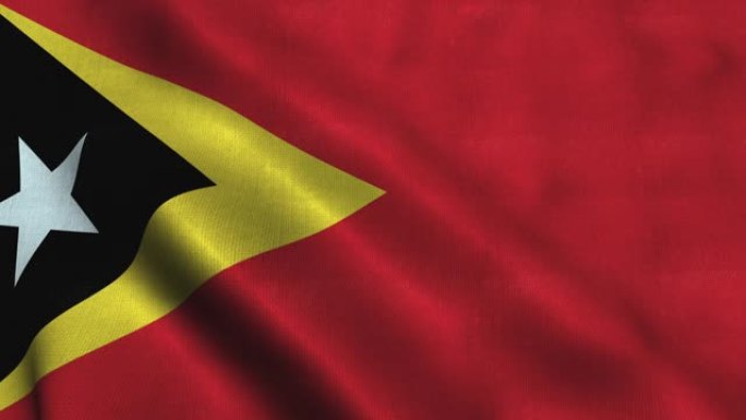 东帝汶国旗随风飘扬。东帝汶国旗民主共和国