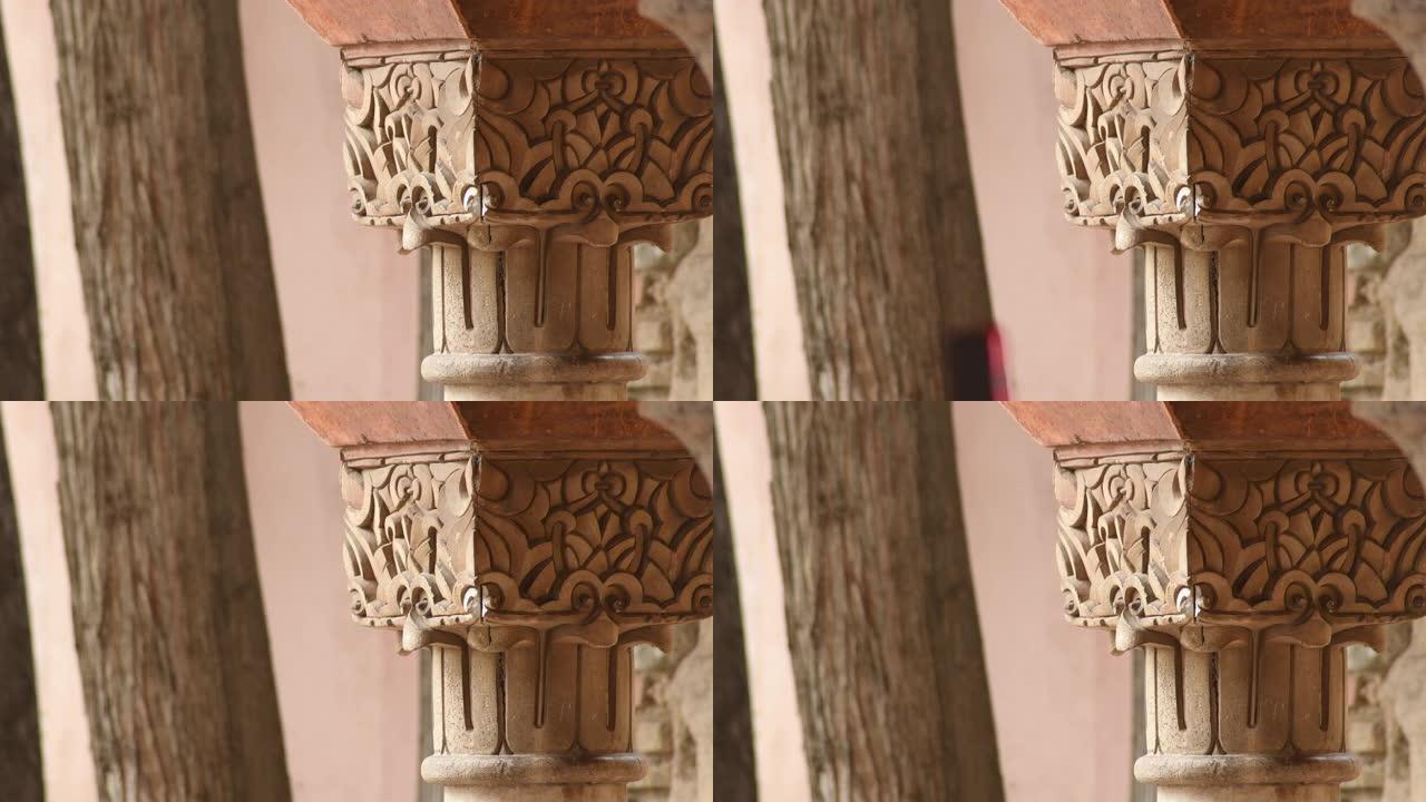西班牙马拉加阿尔卡扎巴穆斯林宫殿的饰柱