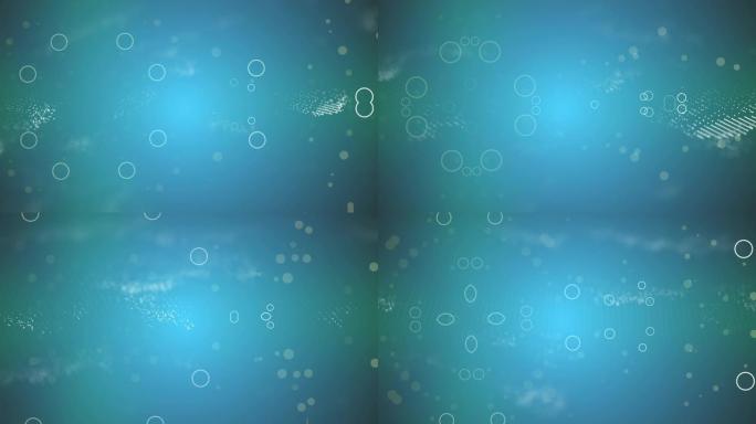 蓝色背景上慢动作的水中大小气泡的美丽动画，制作不同的图案。