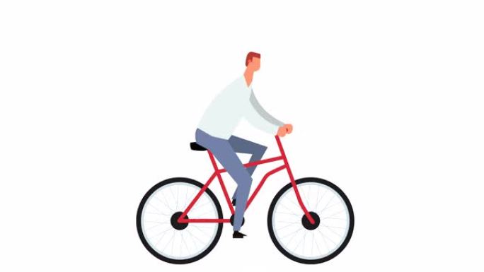 平面卡通棒形彩色人角色自行车骑手骑自行车动画