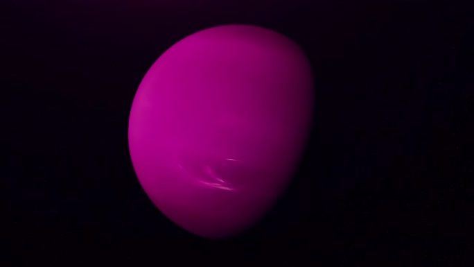 未知的紫色行星在外层空间无尽的恒星中旋转的彩色抽象。动画。行星上的白天和黑夜，光与影，在外层空间旋转