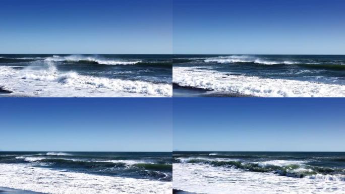 太平洋上有浪的慢mo海景