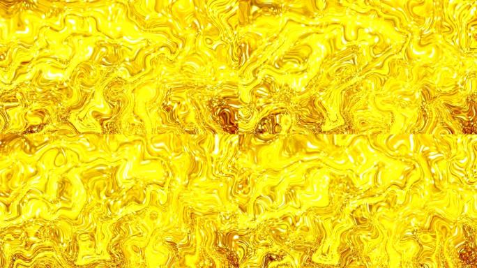 4k时尚设计素材抽象黄金液波背景。纹理。熔岩、牛轧糖、焦糖、琥珀、蜂蜜油