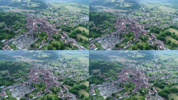 从空中俯瞰法国Périgord的圣塞村