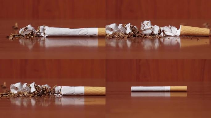 香烟分成许多小零件