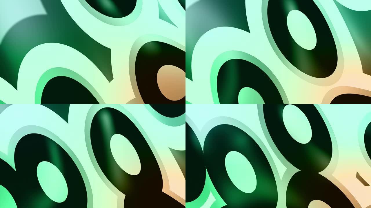 绿色圆圈抽象粒子扭曲动态波浪线条