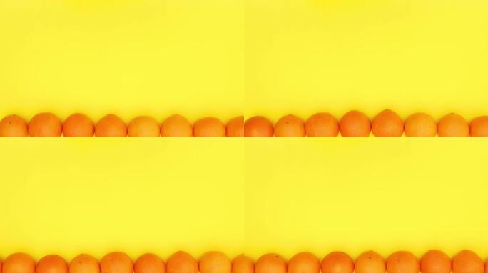 橙色在黄色背景的底部移动-停止运动