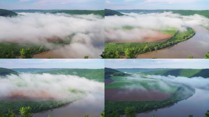 乌克兰德涅斯特河峡谷河上的延时雾4