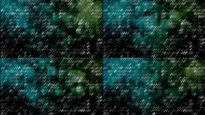 反对蓝绿移动方块的二进制码动画