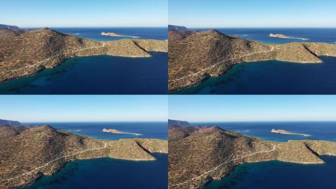 希腊克里特岛斯皮纳隆加岛鸟瞰图