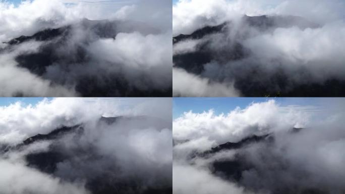 斯里兰卡Eliya Nuwara世界尽头视点霍顿平原山区的雾云移动