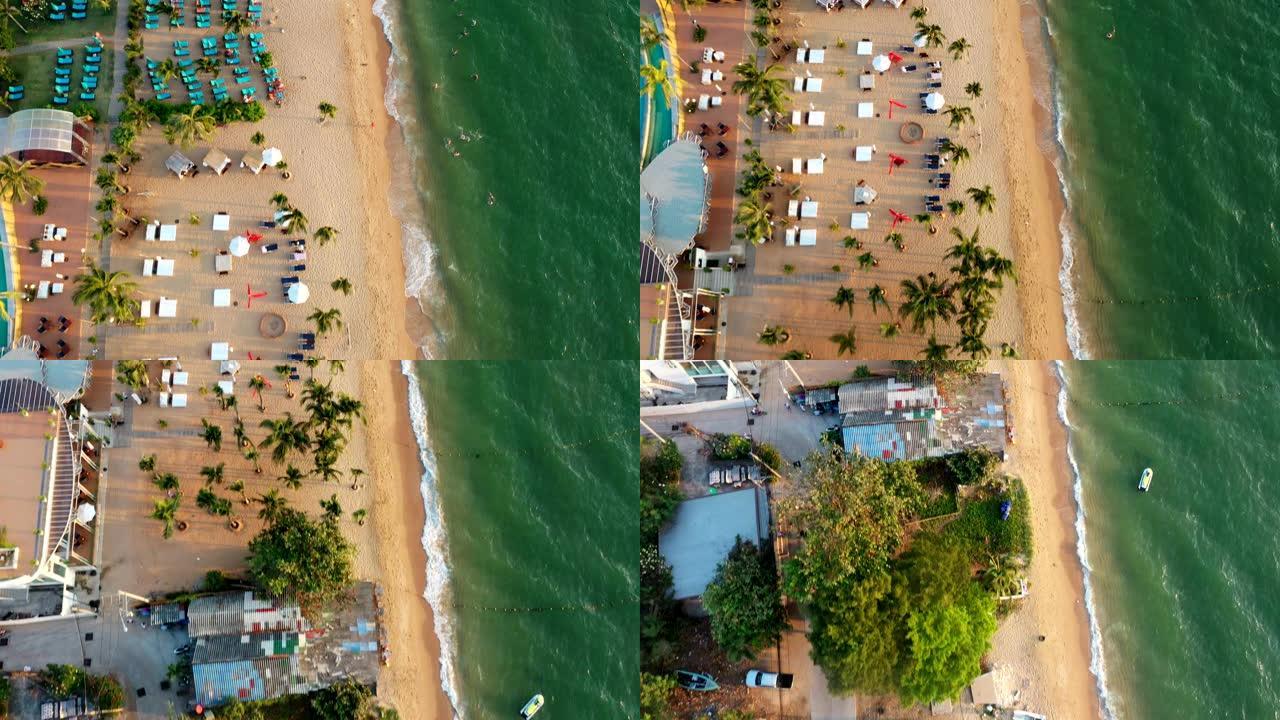 泰国春武里府芭堤雅海海滩鸟瞰图