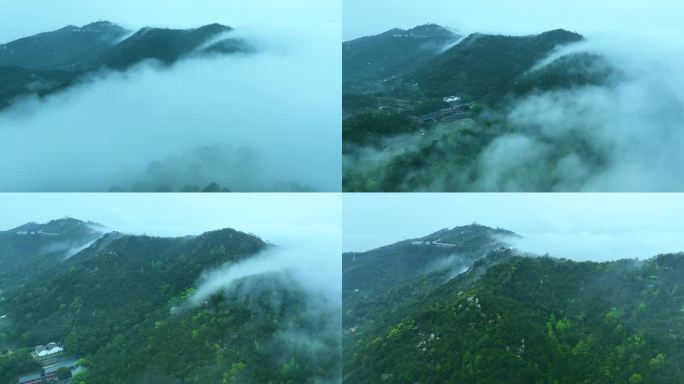 唯美意境的山顶雨雾仙境4K航拍-2
