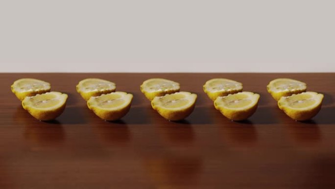 柠檬在停止运动中分成两部分