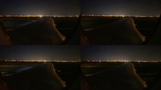 晚上在机场的飞机夜景