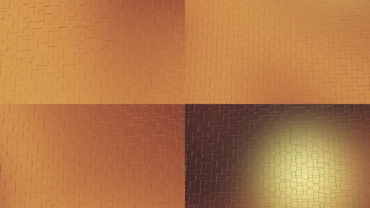 抽象几何玫瑰金色背景瓷砖纹理无缝循环背景3D渲染