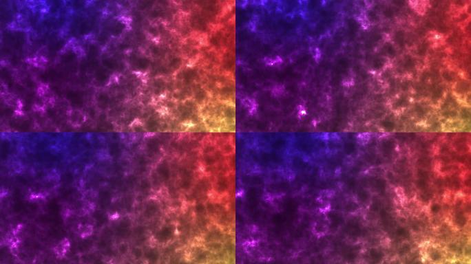 创意动态图形夜空在黑暗空间银河彩色动画在4k镜头视频分辨率。光辉在背景下激发散景。大气中的粒子气体烟