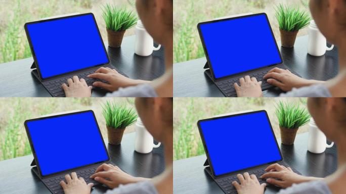 女人使用数字平板蓝屏4k