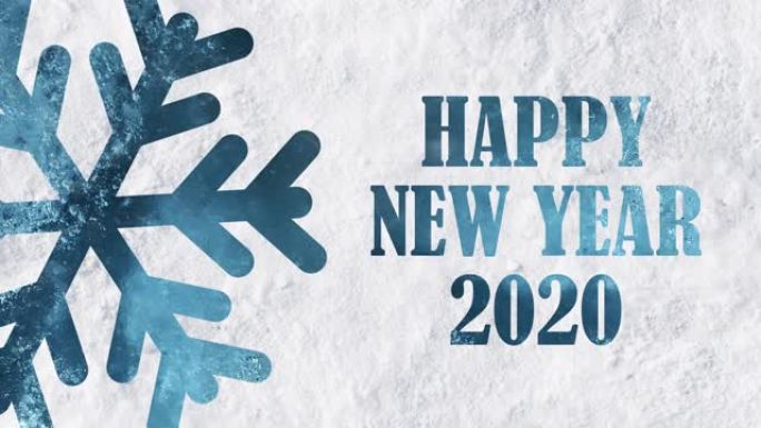 “快乐新2020年” 电子卡与雪花和雪暴雪背景4k股票视频