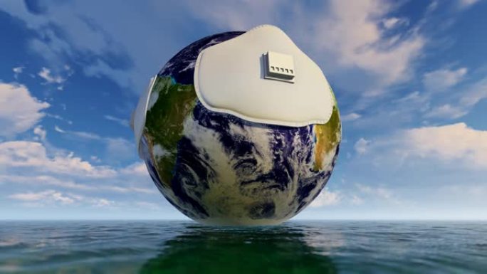 将地球转向水概念旋转3d模型
