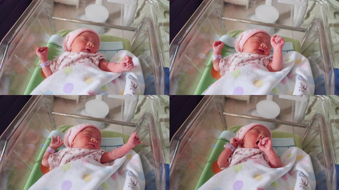 新生女婴出生后在医院哭泣
