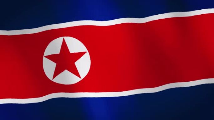 朝鲜民主主义人民共和国国旗飘扬，国旗动画背景。逼真的朝鲜国旗在风中飘扬的视频片段。