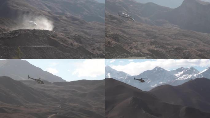 在喜马拉雅山脉飞行的直升机