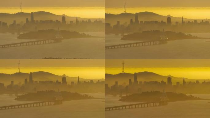 旧金山，加州湾日落