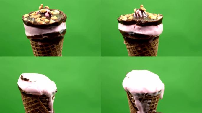 冰淇淋融化的特写镜头，延时